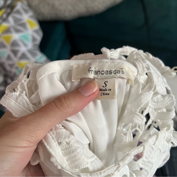 Francesca's White Lace Sheath Dress S Eyelet Floral Feminine Sleeveless Delicate - Picture 9 of 9